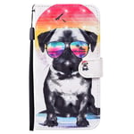 Huzhide Samsung Galaxy A21S Case, Shockproof 3D Painted Animal PU Leather Wallet Protective Cover Flip Magnetic Clasp Folio with Kickstand Card Slots TPU Bumper for Samsung A21S Phone Case, Pug