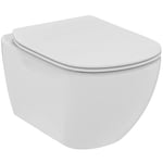 Ideal Standard - Thèse, WC suspendu complet avec couvercle de toilette avec fermeture ralentie, eau sans bride RimLS+, Blanc