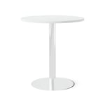 Cafébord Runt, Storlek Ø70 cm, Bordsskiva Vit, Stativ Polerat stål