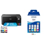 Epson EcoTank ET-2860 A4 Multifunction Wi-Fi Ink Tank Printer, With Up To 3 Years Of Ink Included EcoTank 104 Genuine Multipack Ink Bottles