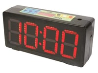 Perel Horloge murale, affichage LED numérique avec chronomètre, minuteur de compte à rebours et minuteur d'intervalle, 327 x 93 x 156 mm, noir