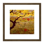 Ranson Apple Tree Red Fruit Painting 8X8 Inch Square Wooden Framed Wall Art Print Picture with Mount