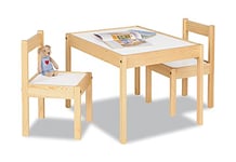 Pinolino Ensemble table et chaises pour enfants Olaf'; 3 pièces, en bois, 2 chaises et 1 table, pour enfants à partir de 2 ans, vernis clair et décor uni, blanc