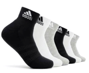 New Mens Adidas Essentials Pack of 6 Cushioned Ankle Socks Size UK 8.5 - 10