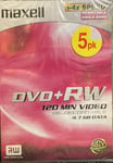 Maxell 5 Pack DVD + RW 120 min 4.7 GB Blank DVD Discs 1-4x Speed Brand New  Pack