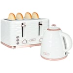 Kettle and Toaster Set 1.7L Rapid Boil Kettle 4 Slice Toaster White