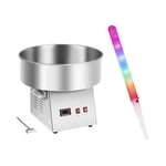 Royal Catering Sockervaddsmaskin - Set inkl. 50 LED-sockervaddspinnar 52 cm 1.030 Watt rostfritt stål