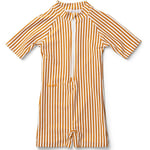 Liewood Max swim jumpsuit seersucker – Y/D stripe: mustard/white - 104/110