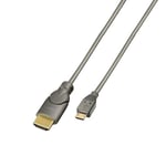 PRENDELUZ Adaptateur MHL/HDMI de 2 m, résolution 1920 x 1080 pixels, couleur anthracite, idéal pour connecter des appareils à des écrans.