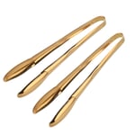 Liangs Stainless Steel Ice Tongs Small, 9 Inches Serving Tongs with Teeth for Large Cubes, Freezer, Ice Bucket Copper, Set of 2 (Gold)