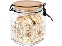 Excellent Houseware Jar glass kitchen container with bamboo lid patent with clip leak-proof with seal 1.1 l