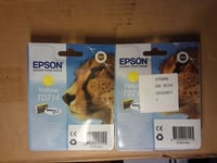 2 X GENUINE EPSON T0714 TO714 Yellow cartridge vac sealed ORIGINAL CHEETAH ink