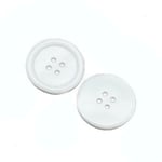 Packet 15 X White Resin 25mm Round 4-holed Sew On Buttons Ha10620