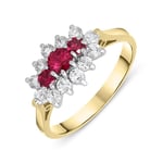 18ct Yellow Gold 0.40ct Ruby Diamond Vintage Cluster Ring