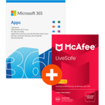 Pack Microsoft 365 Apps for business - 1 utilisateur + McAfee LiveSafe - nombre d&#039;appareils illimité - Renouvellement 1 an