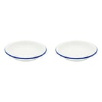 Zenker Enamel Round Pie Dish, Vintage Design, Suitable for Oven & Stove, Diswasher Safe, Oven Tray, Pie Tin, Dimensions: 25x25x5cm Colour: White, Blue (Pack of 2)
