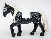 Friends LEGO Minifigure Horse Black w White Spots Animal Minifig Rare