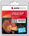 Compatible Avec Canon Cli-526 Agfa Photo Apccli526setd Multipack Noir / Cyan / Magenta / Jaune
