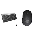 Logitech K780 Multi-Device Wireless Keyboard - Dark Grey/White & M330 Silent Plus Wireless Mouse - Black
