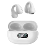 Bluetooth-hörlurar med benledning, öppna öron, intelligent digital display, ergonomiska, lätta, trådlösa hörlurar för sport, vita