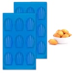 Silicone Madeleines Moulds Set DIY Cake Tin Madeleine Baking Pan Non Stick Silicone Madeleine Tray Handmade Soap Molds Ice Cube Tray for Cake Chocolate Candy Biscuit Cookies 9 Cavities Blue