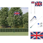 Flaggor & vindstrutar - Living Storbritanniens flagga och flaggstång 5,55 m aluminium
