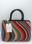 PAUL SMITH SWIRL Women's Leather stripe 'Double Zip' Tote crossbody hand BAG