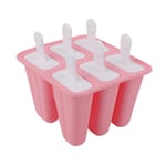MAGT DIY Ice Cream Tray, Silicone Ice Cream Pan DIY Ice Cream Maker Popsicle Lolly Mold Ice Cube Tray Pan 6-Cavity (Pink)
