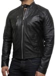 Menns Leather Biker Jacket Burgunder - Cary