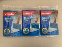 3 x Vileda Magic Mop Flat Refill Cleans Tough Marks No Scratch Easy Replacement