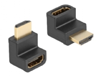 Delock - Hög hastighet - HDMI högervinklad adapter - HDMI hane till HDMI hona nedåtvinklad - svart - 8K60 Hz (7680 x 4320) stöd, Ethernet-stöd