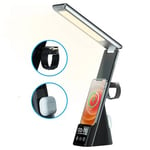 MTP Products Lampe med Vekkerklokke og Trådløs iPhone Lader - Sort