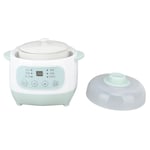 200W 1L Slow Cooker W/Ceramic Interior Pot Timing Green Uniform Heating Elect TD