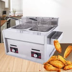 Commercial Deep Fryer 20L Gas Fryer Twin Basket Dual Tank Countertop Stainless Steel French Fry for Restaurants