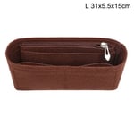 Multi-Pocket Women Insert Bag Handbag i filttyg - Coffee L