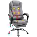 Vinsetto Fauteuil de Bureau massant Chauffant Fauteuil Bureau Ergonomique Hauteur réglable Dossier inclinable Toile de Microfibre Gris
