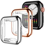 Dirrelo 3 Pack Case Compatible with Apple Watch Series SE 6/5/4 44mm Screen Protector, Full Cover Protective Case Soft TPU Bumper Cover Compatible with iWatch Series SE 6/5/4, Black/Silver/Rose Gold