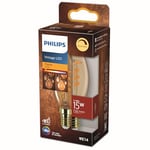 Philips ampoule LED Flamme E14 15W Blanc Chaud Ambré, Compatible Variateur, Verre