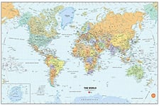 Wallpops Carte du monde adhésive effaçable à sec