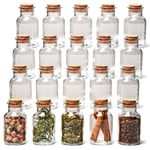 EZOWare Set of 20 Glass Spice Jars with Lid for Retaining Herbs and Spices Set's Freshness, 150ml Clear Bottles with Cork Lids for Kitchen Decorative Vial