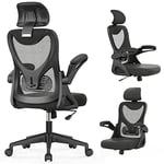Chaise de Bureau - Fauteuil de Bureau ergonomique avec support lombaire & accoudoirs & Appuie-tête réglables, Fauteuil d'ordinateur pivotant à haut dossier confortable pour bureau à domicile Noir