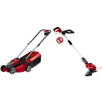 Einhell GE-CM 18/30 Li Power X-Change 18V Cordless Lawn Mower With Battery and Charger,Red / Black & GC-CT 18 Li Power X-Change 18V Cordless Strimmer, Battery and Charger Not Included, Red/Black