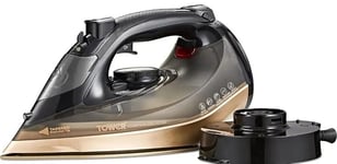 Tower Ceraglide T22019GLD 2 in 1 Cord or Cordless Steam Iron with Ceramic B Gold