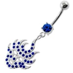 Belly Button Ring Dark Blue 5mm Multi Jeweled Burning Mask 316L Surgical Steel