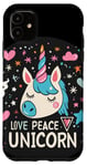 Coque pour iPhone 11 Corne colorée d'une licorne avec amour