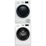 Whirlpool FFB 9469 BV EE -pyykinpesukone ja Whirlpool FFT M22 9X2B EE -kuivausrumpu