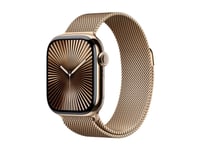 Apple Watch Series 10 (Gps + Cellular) - 42 Mm - Guld Titan - Smart Klocka Med Milanesisk Loop - Nät Av Rostfritt Stål - Guld - Handledsstorlek: 130-180 Mm - 64 Gb - Lte, Wi-Fi 4, Uwb, Bluetooth - 4G - 34.4 G