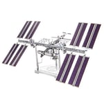 Metal Earth ICONX - Station Spatiale Internationale 7.75x5.76x4.53cm, Maquette 3D en métal avec 3 Feuilles multicolorées, en boîte 13,5x22x2cm, 14+
