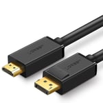 Ugreen enveis DisplayPort til HDMI-kabel 4K 30Hz, 32AWG, 1,5m - Svart