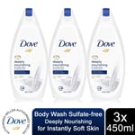 Dove Body Wash Sulfate-free Deeply Nourishing for Instantly Soft Skin, 3x450ml